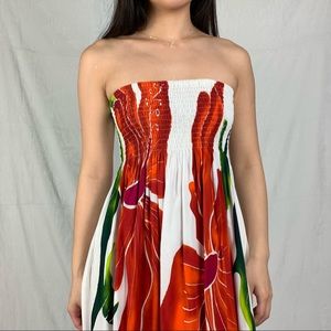 manava one size white tropical tube dress